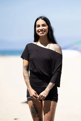 Liz on the shoreline