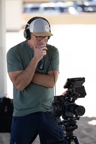 Paul listening back between takes